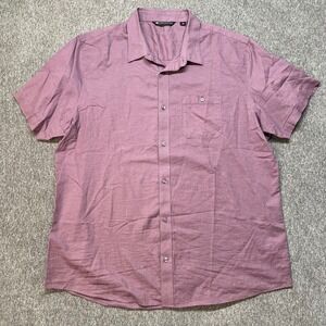 TravisMathew Mens XXL Short Sleeve Button Down Shirt Purple Heathered Golf Top